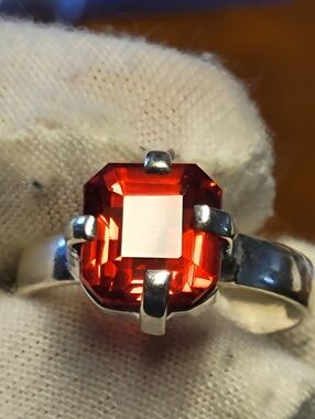 Natural Padparadscha Orange Sapphire Ring Size 7 - Real 925 Sterling Silver